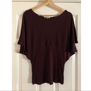 Anthropologie Maroon Dolman-Sleeved Top
